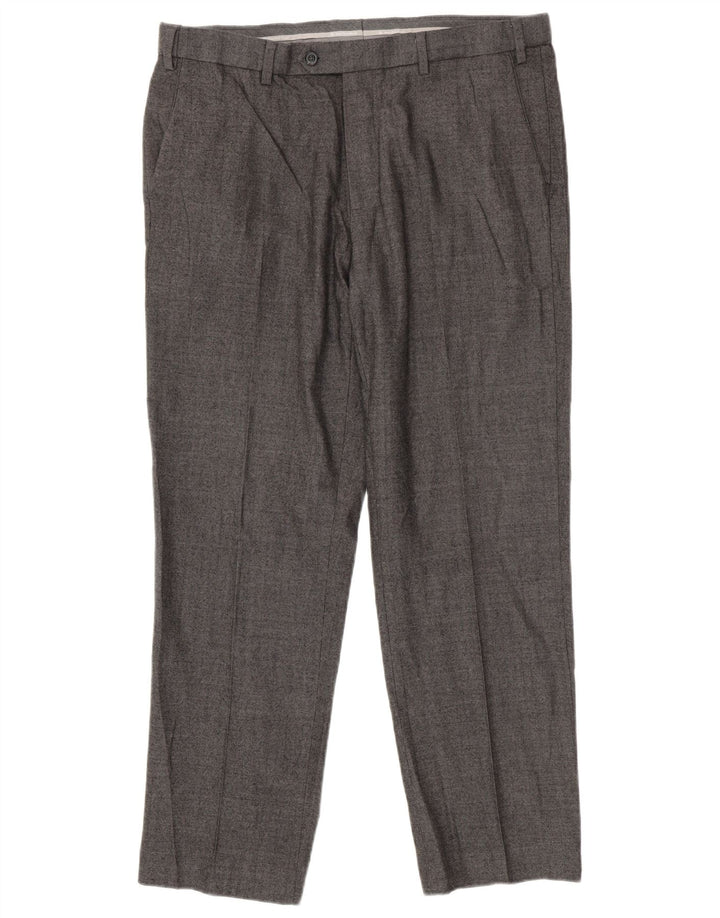 Marks & Spencer Mens Tailored Fit Suit Trousers W36 L31 Grey Herringbone