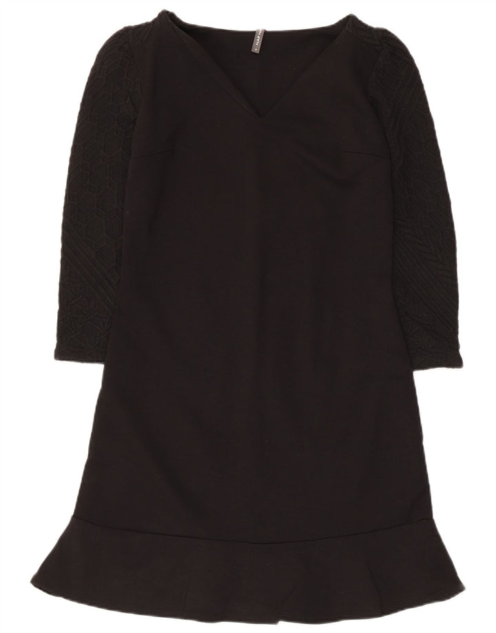 Naf Naf Womens 3/4 Sleeve Basic Dress UK 8 Small Black Viscose