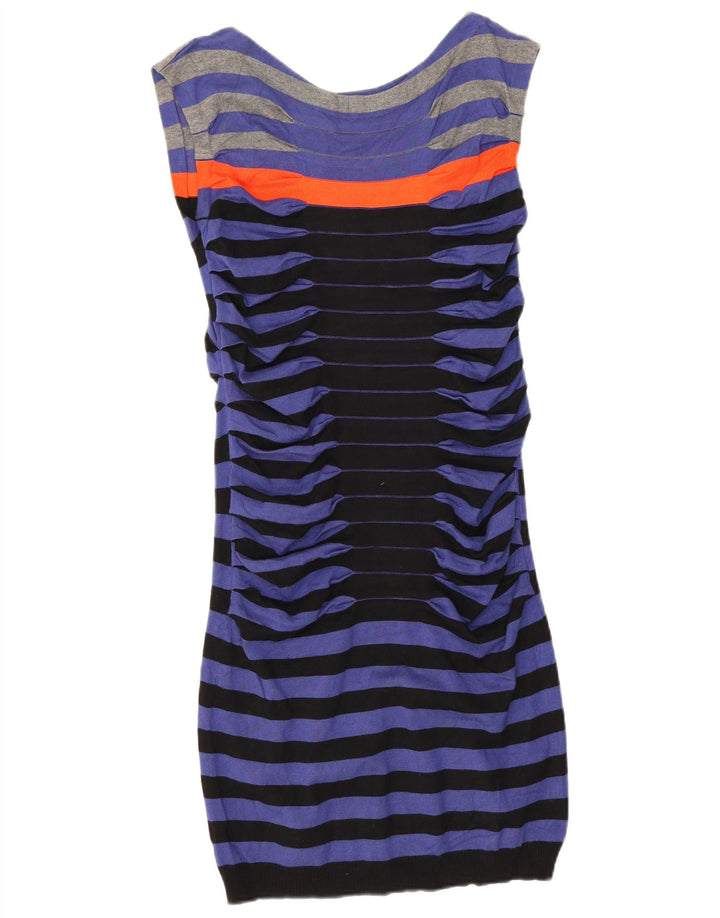 Ted Baker Womens Bodycon Dress Size 3 Medium Blue Striped Viscose