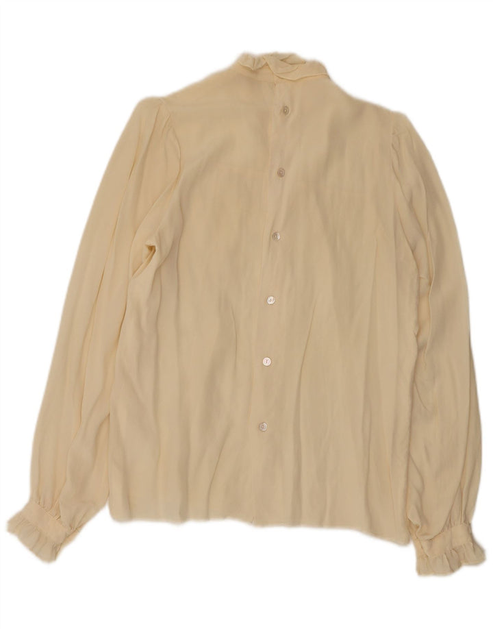 Vintage Womens Shirt Blouse UK 12 Medium Off White