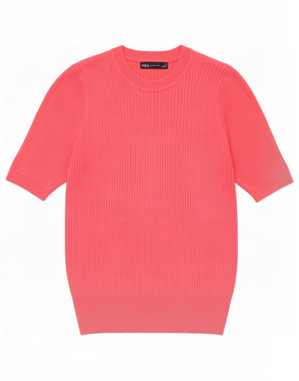 Marks & Spencer Womens Crew Neck Jumper Sweater UK 14 Large Pink