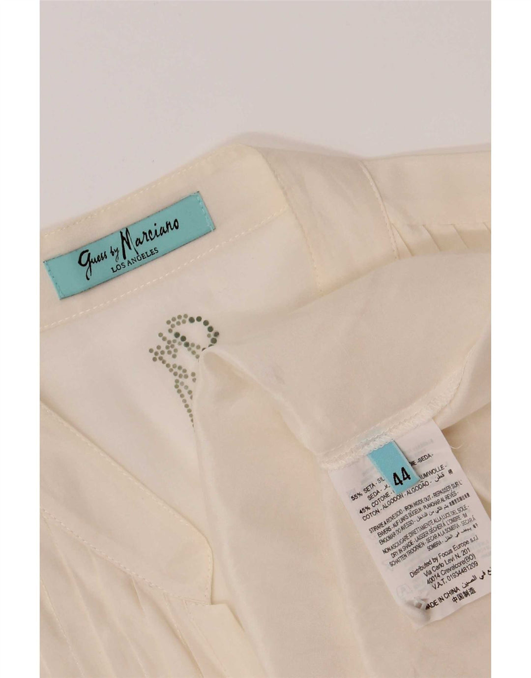 Guess By Marciano Womens Short Sleeve Shirt Blouse IT 44 Medium Off White