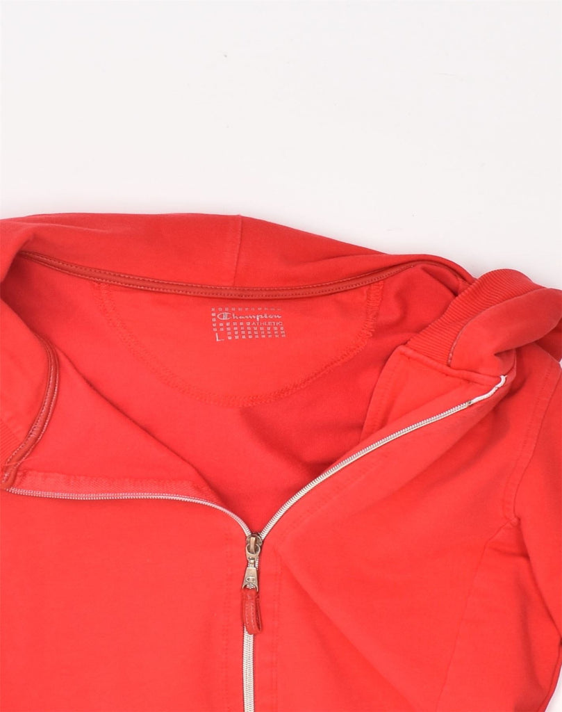 CHAMPION Womens Zip Hoodie Sweater UK 14 Large Red Cotton | Vintage | Thrift | Second-Hand | Used Clothing | Messina Hembry 