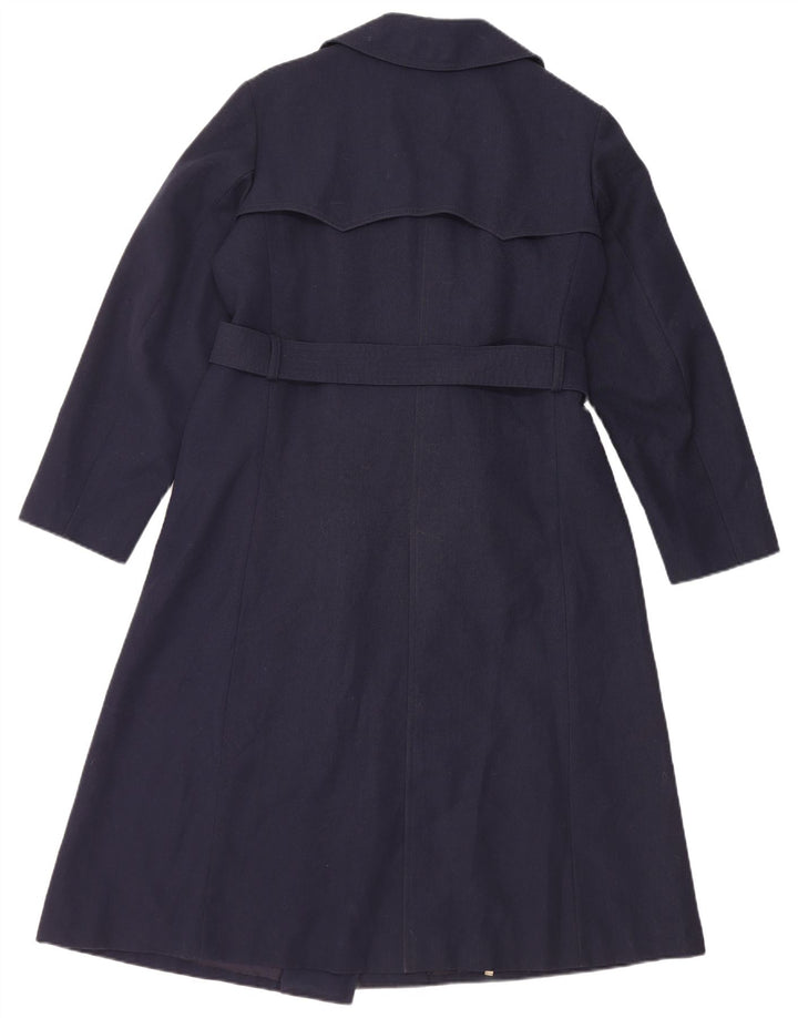 NINO Womens Double Breasted Coat UK 10 Small Navy Blue Polyester