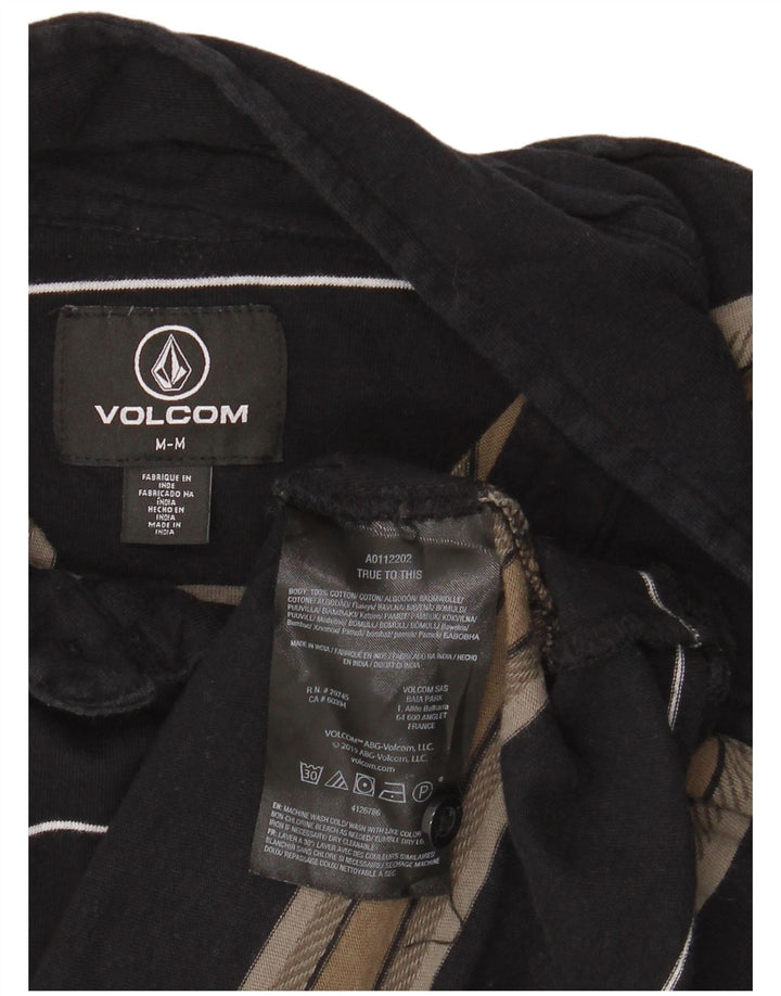 VOLCOM Mens Polo Shirt Medium Black Striped Cotton