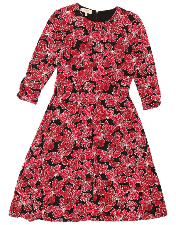 Hobbs Womens 3/4 Sleeve Regular Fit A-Line Dress UK 12 Medium Red Floral