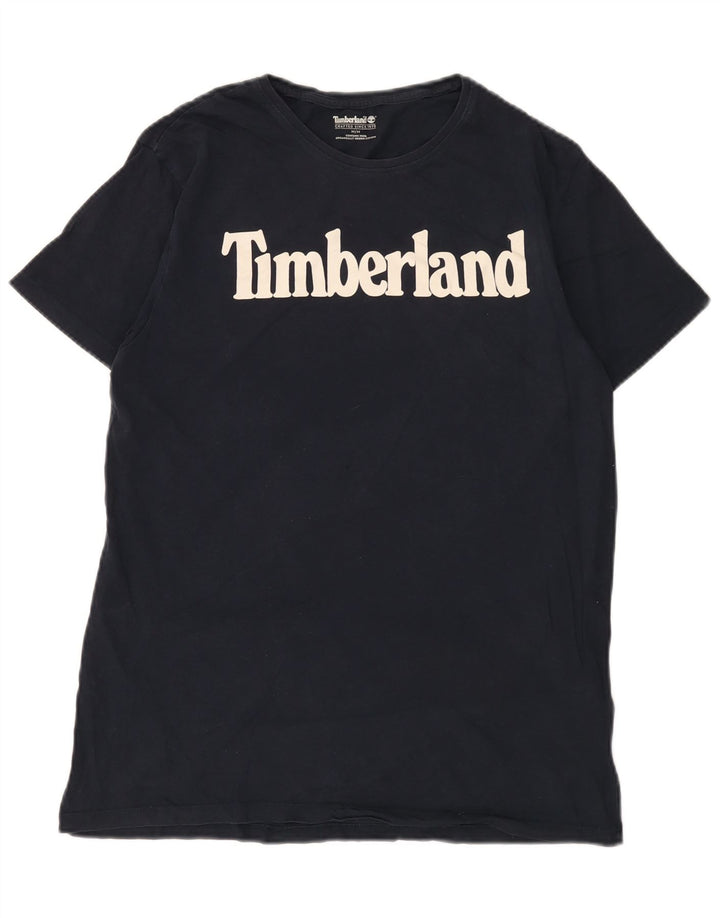Timberland Mens Graphic T-Shirt Top Medium Navy Blue Cotton