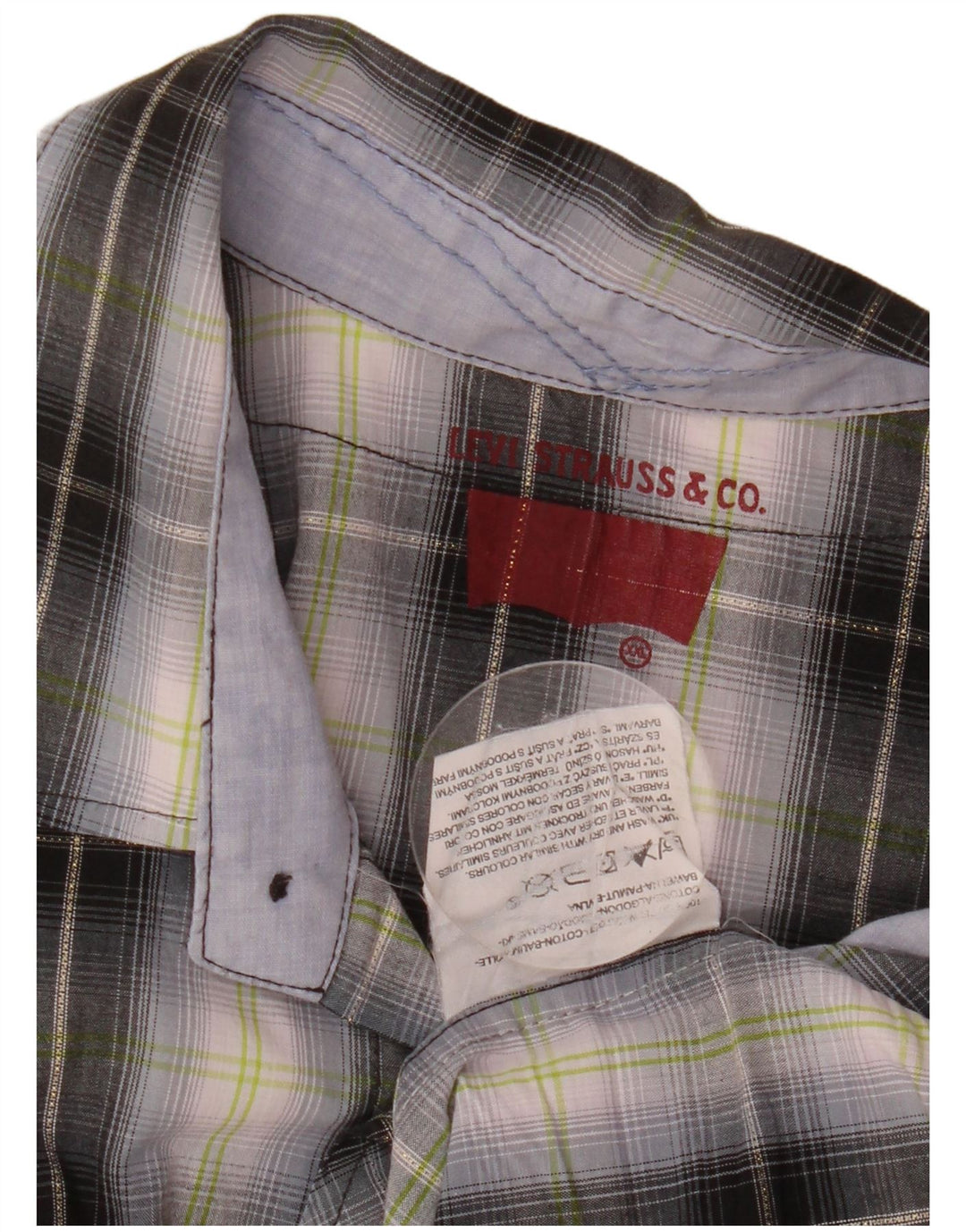 LEVI'S Mens Short Sleeve Shirt 2XL Black Check Cotton