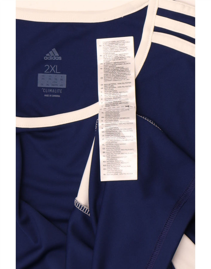 Adidas Mens Climalite T-Shirt Top 2XL Navy Blue Colourblock Polyester