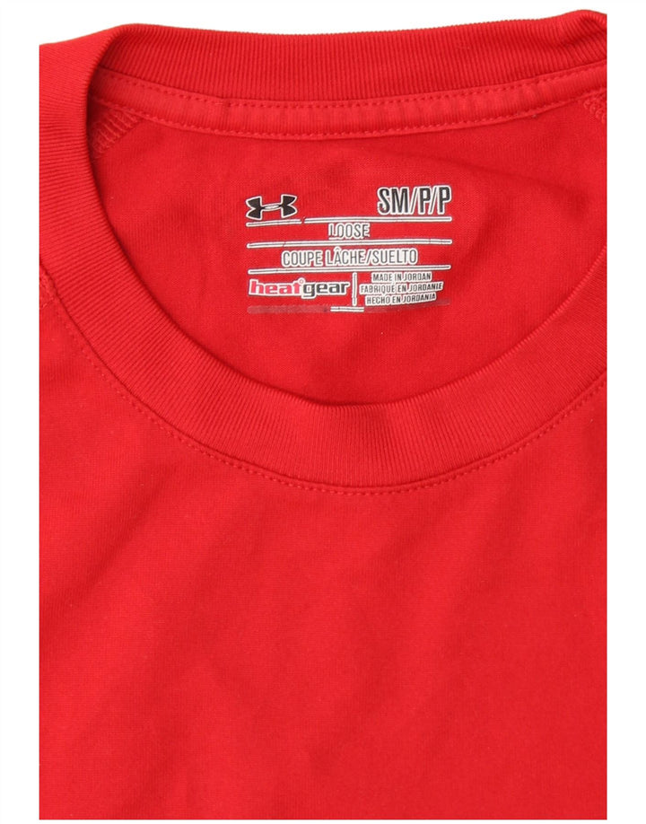 UNDER ARMOUR Mens Heat Gear T-Shirt Top Small Red Polyester