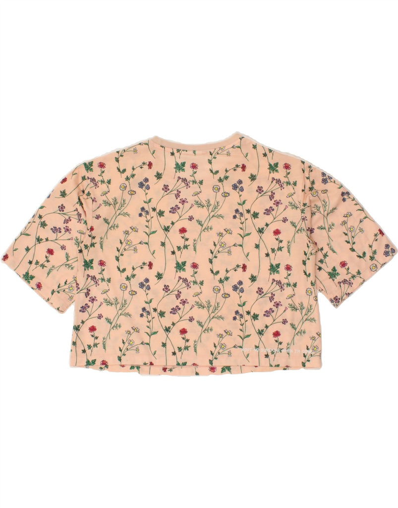 ADIDAS Womens Crop T-Shirt Top UK 10 Small Beige Floral Vintage Adidas and Second-Hand Adidas from Messina Hembry 