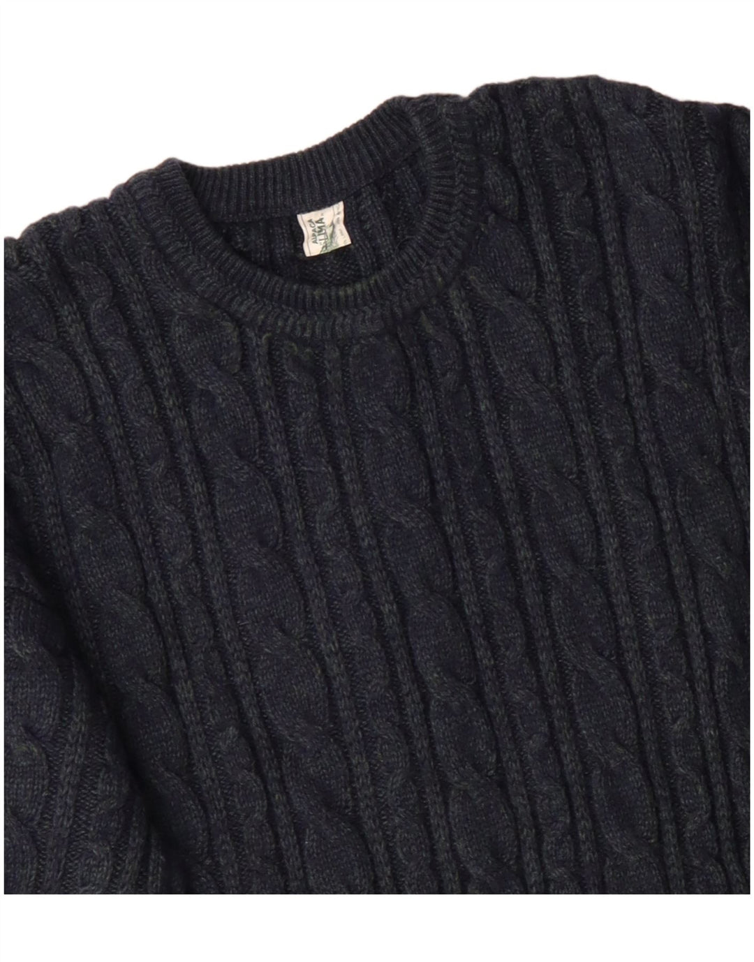 VINTAGE Mens Crew Neck Jumper Sweater Large Navy Blue Acrylic
