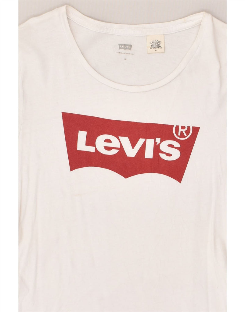 LEVI'S Womens Graphic T-Shirt Top UK 12 Medium White Cotton | Vintage Levi's | Thrift | Second-Hand Levi's | Used Clothing | Messina Hembry 