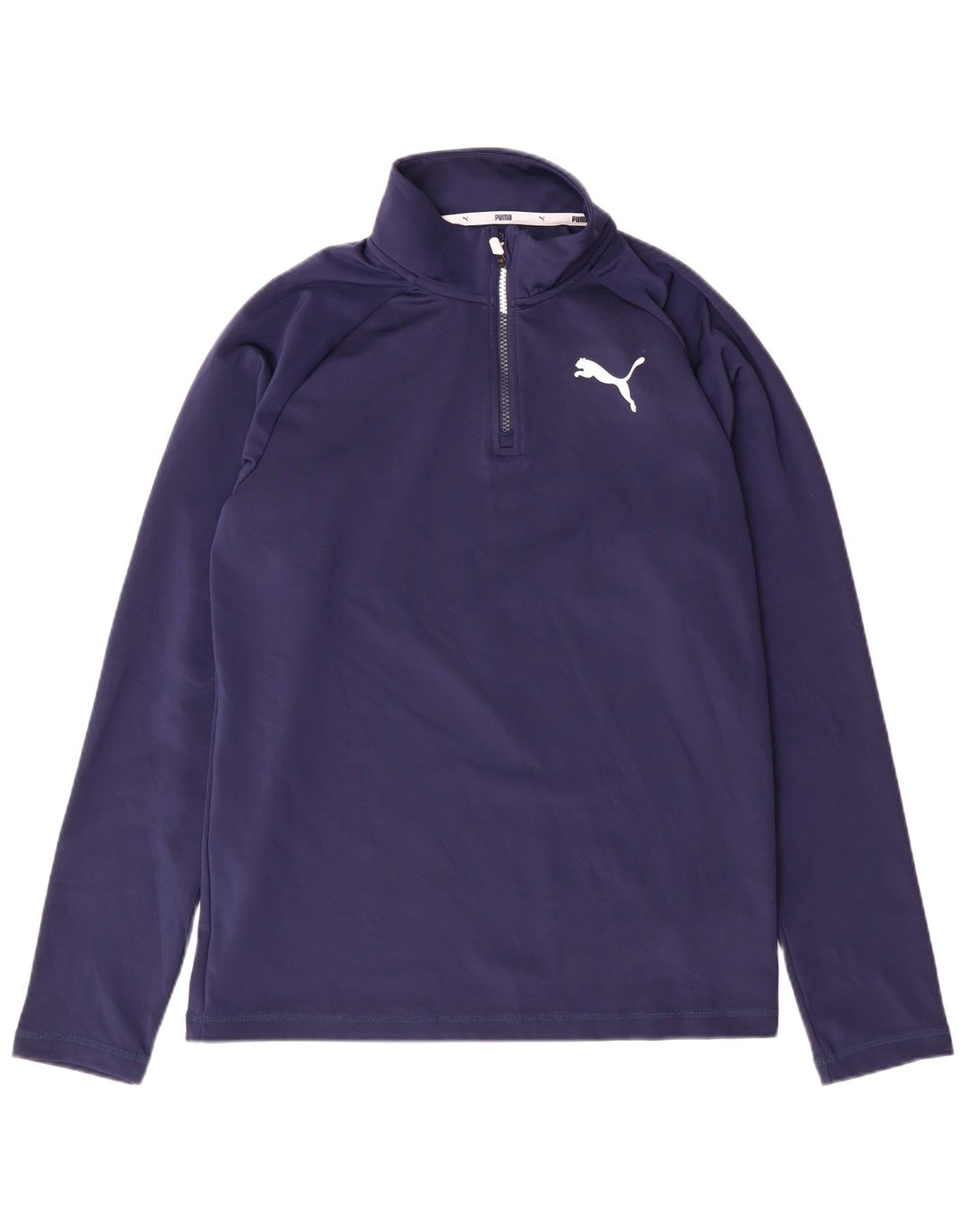 PUMA Mens Zip Neck Pullover Tracksuit Top Small Navy Blue Polyester