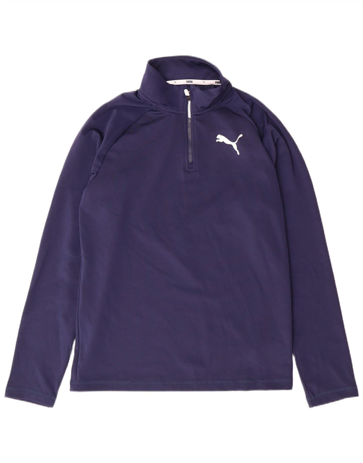 PUMA Mens Zip Neck Pullover Tracksuit Top Small Navy Blue Polyester