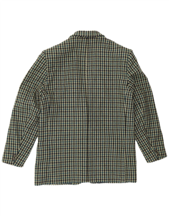 MONTEZEMOLO Mens 2 Button Blazer Jacket UK 40 Large Green Check Wool