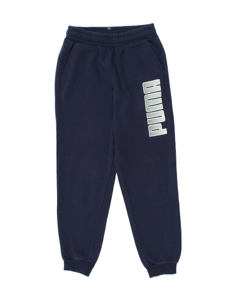 PUMA Boys Graphic Tracksuit Trousers Joggers 13-14 Years Navy Blue Cotton | Vintage Puma | Thrift | Second-Hand Puma | Used Clothing | Messina Hembry 