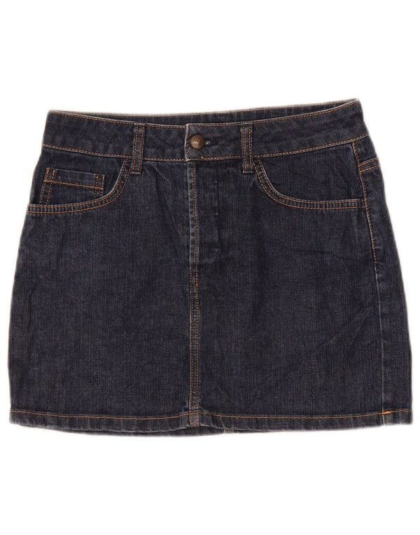Topshop Womens Mini Denim Skirt UK 10 Small W28  Navy Blue Cotton