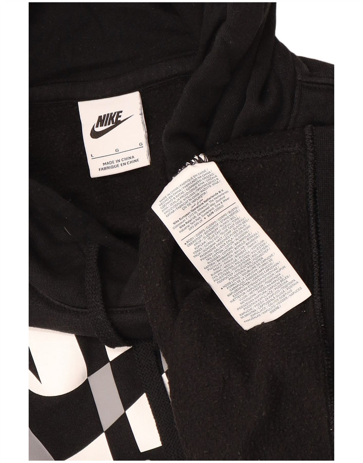 Nike Mens Graphic Hoodie Jumper Large Black Cotton