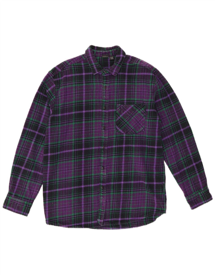 Pull & Bear Mens Flannel Shirt XL Purple Check Cotton