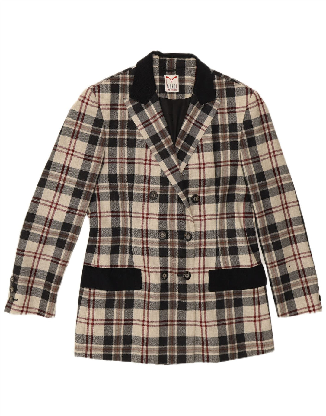 Mondi Womens Double Breasted Blazer Jacket EU 38 Medium Beige Plaid