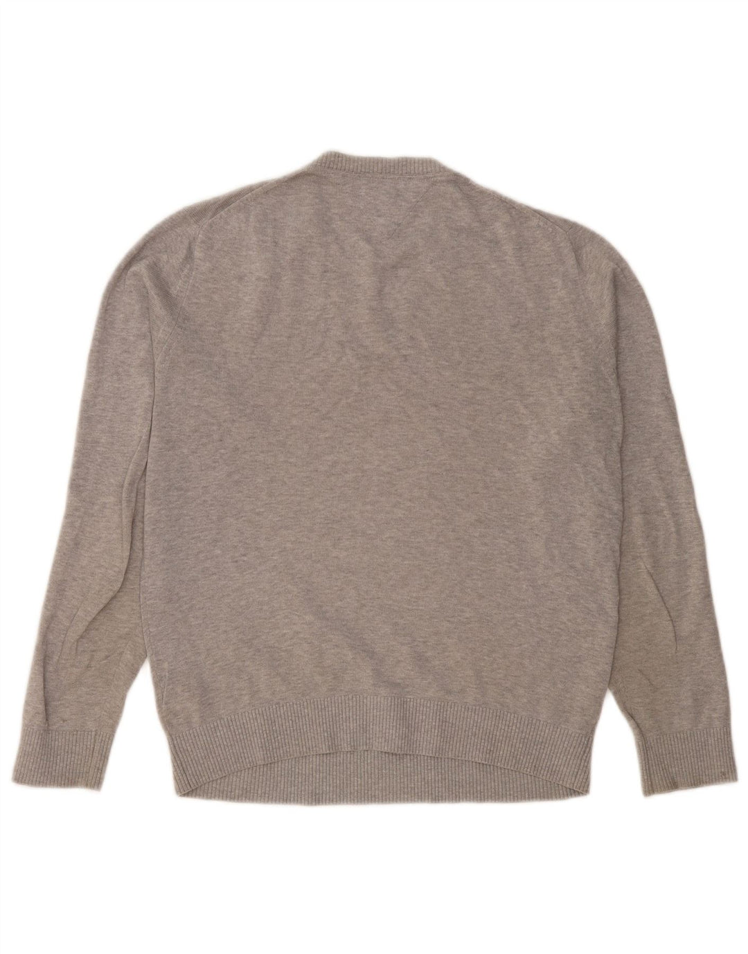 Tommy Hilfiger Mens V-Neck Jumper Sweater Medium Grey Cotton