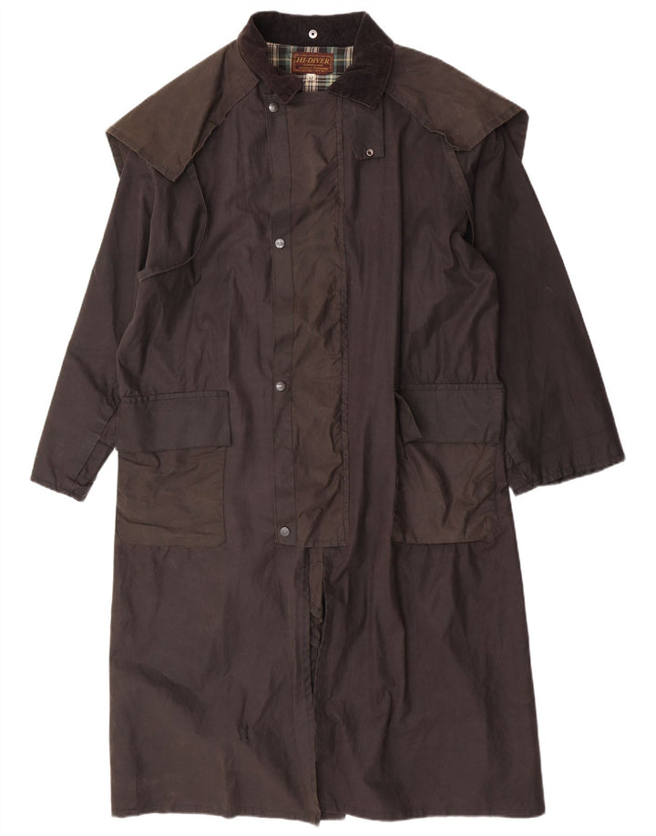Hi-Diver Mens Waxed Cotton Capelet Coat UK 38 Medium Grey Cotton