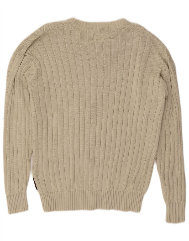 Kappa Mens V-Neck Jumper Sweater XL Beige Cotton
