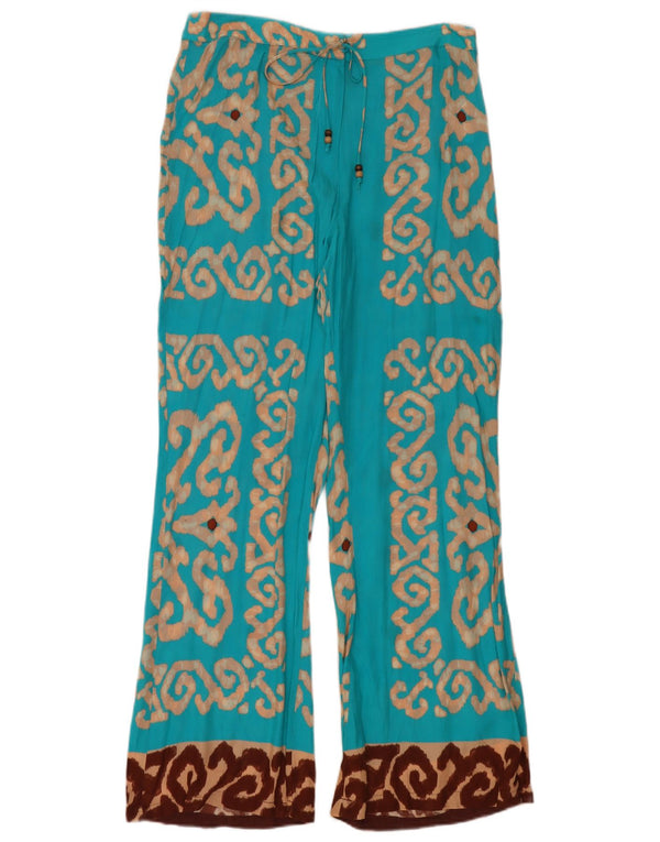Zara Womens Wide Leg Trousers XL W32 L32 Blue Geometric Viscose