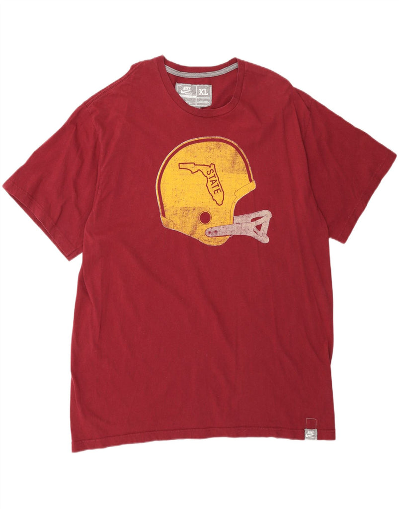 NIKE Mens Big & Tall Graphic T-Shirt Top XL Burgundy Cotton Vintage Nike and Second-Hand Nike from Messina Hembry 