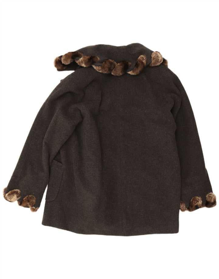 Vintage Womens Open Oversized Overcoat IT 42 Medium Grey Wool