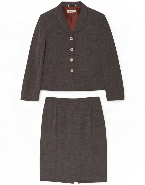 Marella Womens 2 Piece Suit UK 16 Large W30 L23 Grey Wool