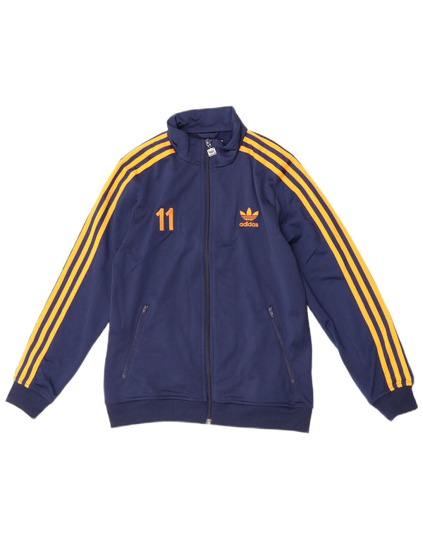 Adidas Boys Graphic Tracksuit Top Jacket 10-11 Years Medium Navy Blue
