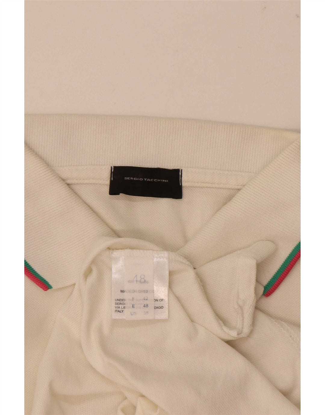 Sergio Tacchini Mens Polo Shirt EU 48 Medium White Cotton