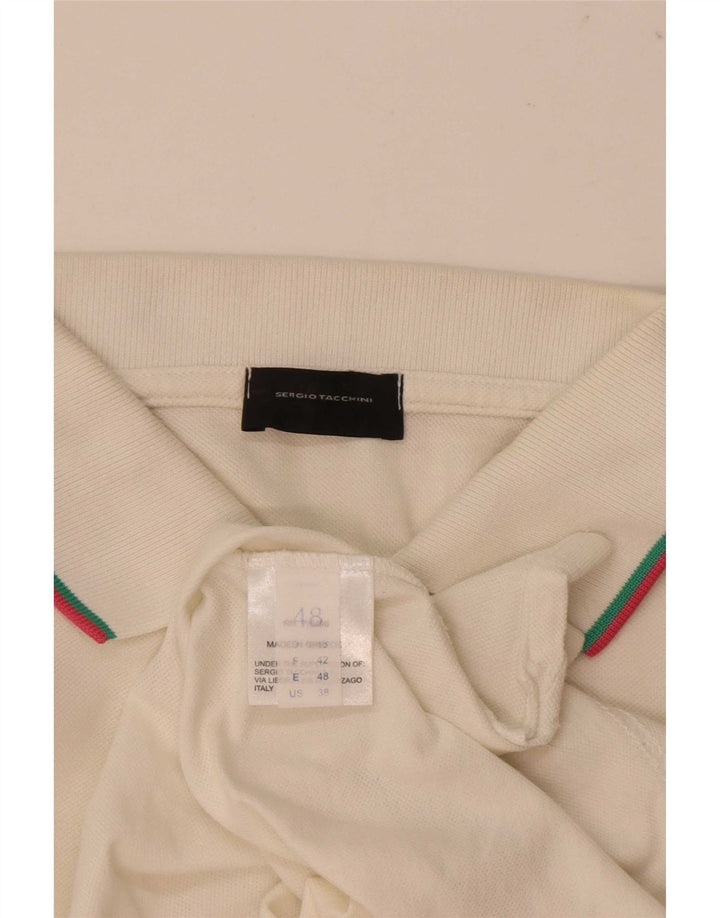 Sergio Tacchini Mens Polo Shirt EU 48 Medium White Cotton