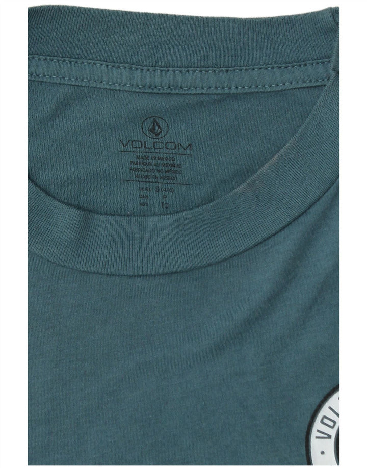 Volcom Womens Loose Fit Crop Graphic T-Shirt Top Size 4/6 Small Blue