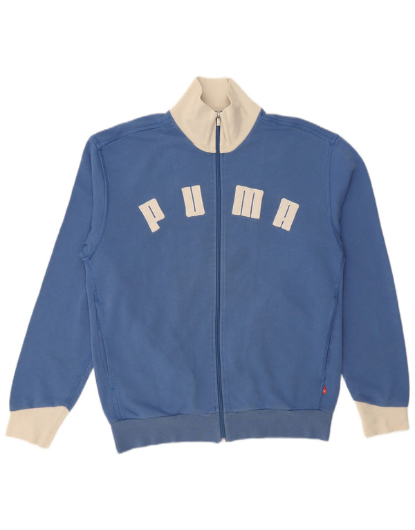 Puma Mens Graphic Tracksuit Top Jacket Small Blue Colourblock Cotton