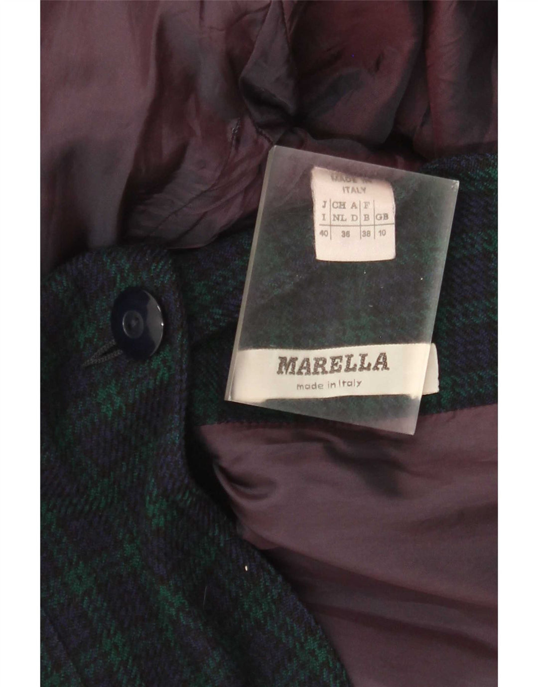 Marella Womens 2 Button Blazer Jacket UK 10 Small Navy Blue Check