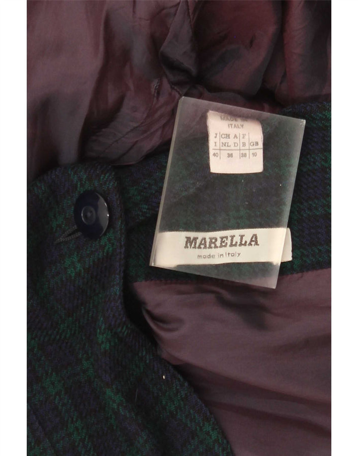 Marella Womens 2 Button Blazer Jacket UK 10 Small Navy Blue Check