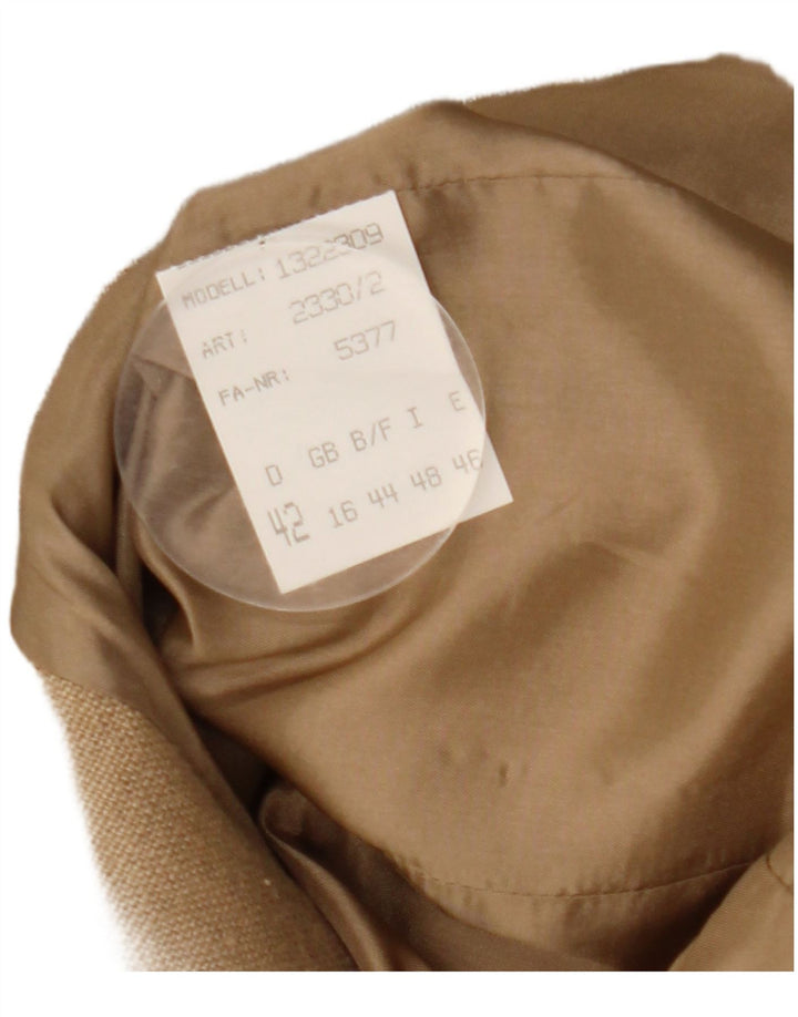 Julius Lang Womens 5 Button Blazer Jacket UK 16 Large Beige Floral Linen