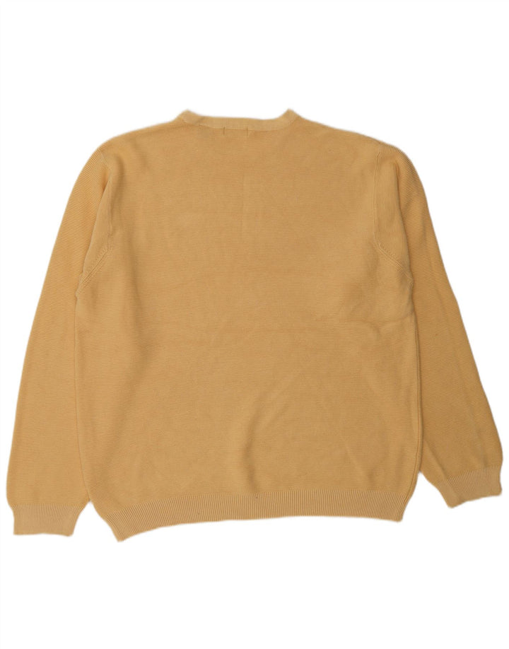 IZOD Mens Crew Neck Jumper Sweater Large Yellow Cotton