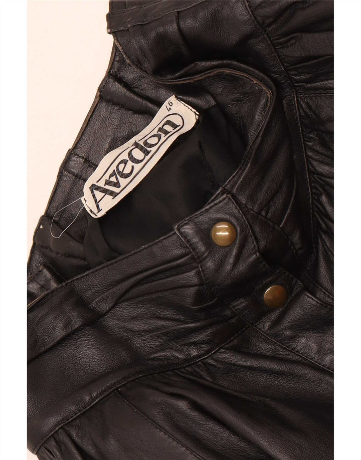 Avedon Womens High Waist Leather Flared Skirt W24 Small Black