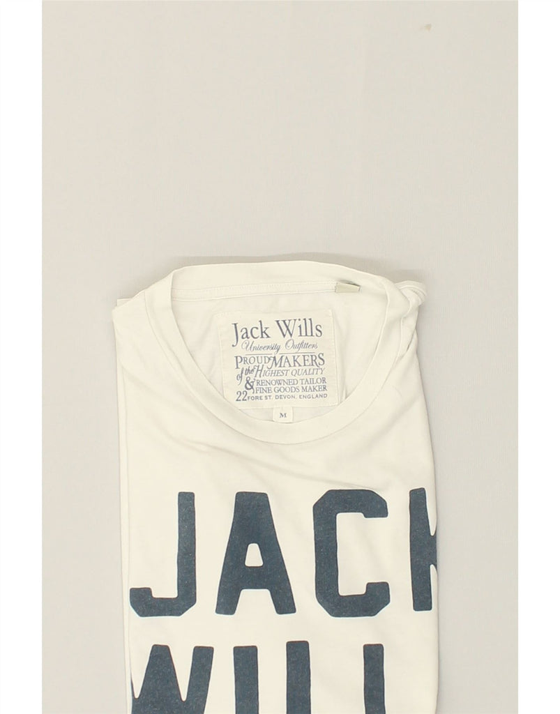 JACK WILLS Mens Graphic T-Shirt Top Medium White Cotton | Vintage Jack Wills | Thrift | Second-Hand Jack Wills | Used Clothing | Messina Hembry 