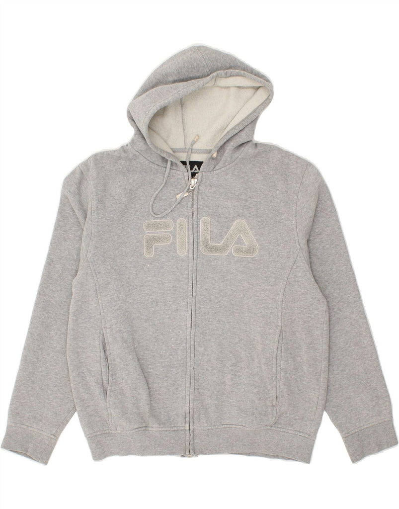 FILA Womens Graphic Zip Hoodie Sweater UK 18 XL Grey Cotton | Vintage Fila | Thrift | Second-Hand Fila | Used Clothing | Messina Hembry 