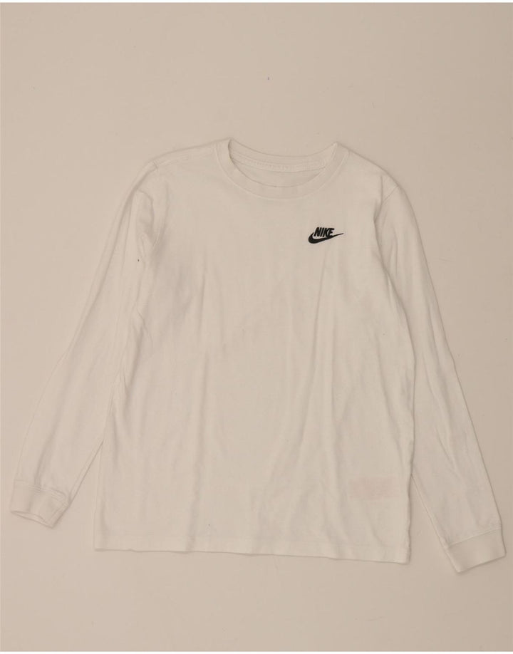 NIKE Boys Top Long Sleeve 13-14 Years XL White Cotton Vintage Nike and Second-Hand Nike from Messina Hembry 