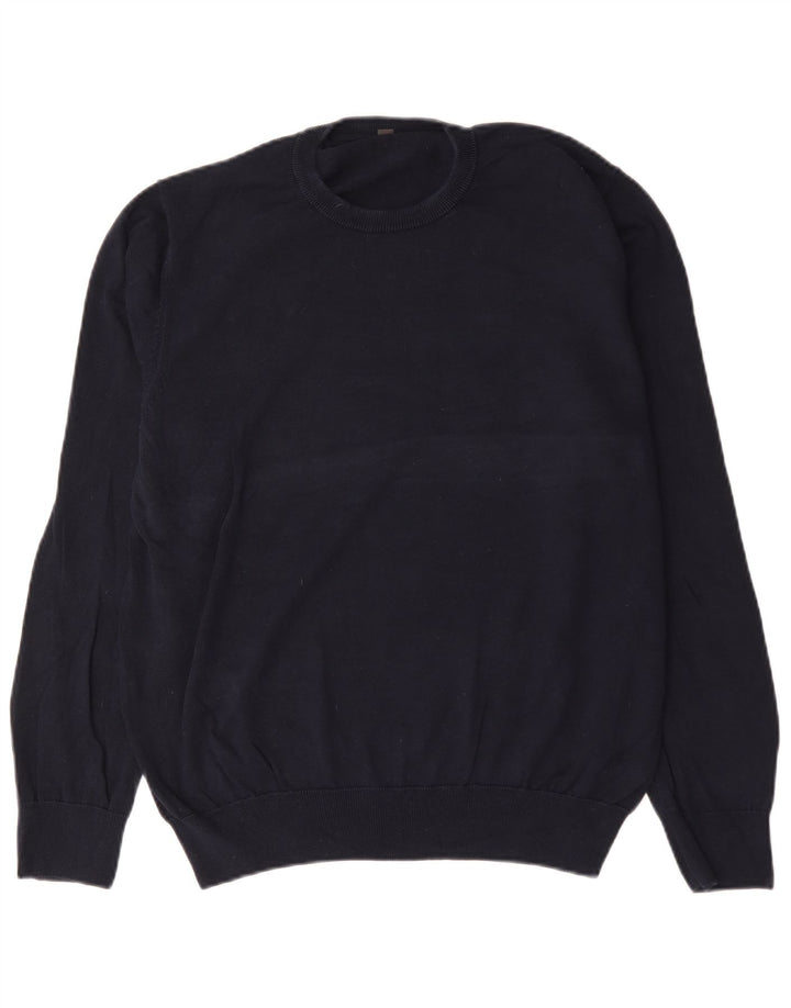 Marks & Spencer Mens Crew Neck Jumper Sweater XL Navy Blue Cotton