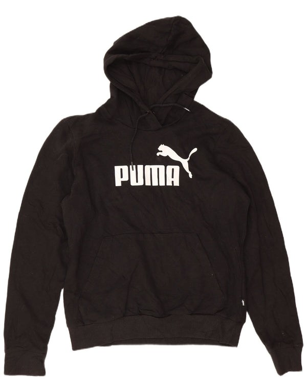 Puma Womens Graphic Hoodie Jumper UK 14 Large Black Cotton