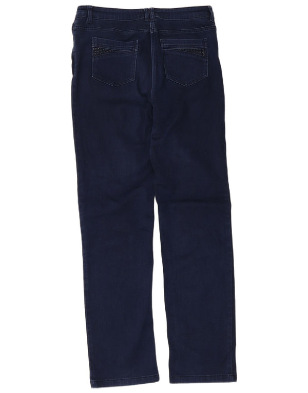 Marks & Spencer Womens Straight Jeans UK 14 Large W32 L30 Navy Blue Cotton