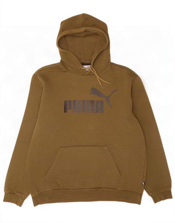 Puma Mens Graphic Hoodie Jumper Large Khaki Cotton