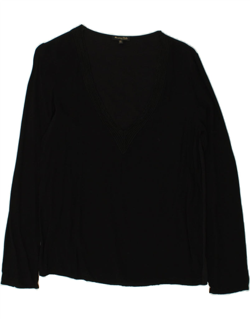 MASSIMO DUTTI Womens V-Neck Jumper Sweater UK 10 Small Black | Vintage Massimo Dutti | Thrift | Second-Hand Massimo Dutti | Used Clothing | Messina Hembry 